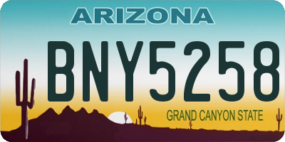 AZ license plate BNY5258