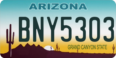 AZ license plate BNY5303