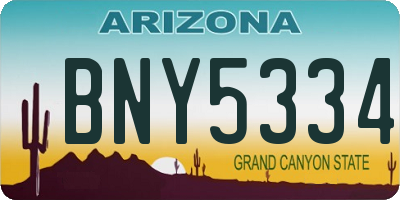 AZ license plate BNY5334