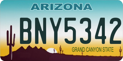 AZ license plate BNY5342