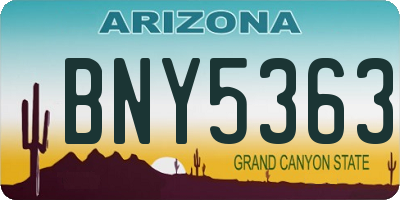 AZ license plate BNY5363