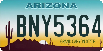 AZ license plate BNY5364