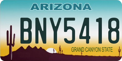 AZ license plate BNY5418