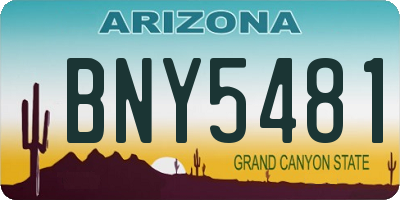 AZ license plate BNY5481