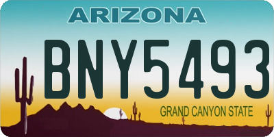 AZ license plate BNY5493