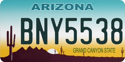 AZ license plate BNY5538