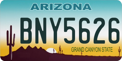 AZ license plate BNY5626