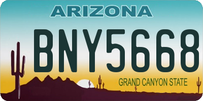 AZ license plate BNY5668