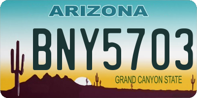 AZ license plate BNY5703