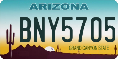 AZ license plate BNY5705