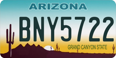 AZ license plate BNY5722