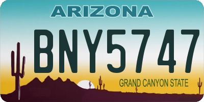 AZ license plate BNY5747