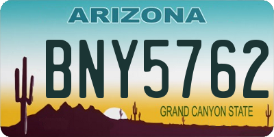 AZ license plate BNY5762