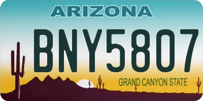 AZ license plate BNY5807