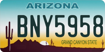 AZ license plate BNY5958