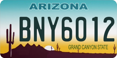 AZ license plate BNY6012