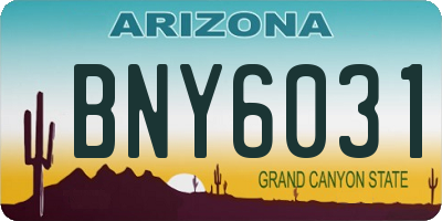 AZ license plate BNY6031