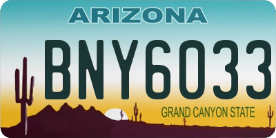 AZ license plate BNY6033
