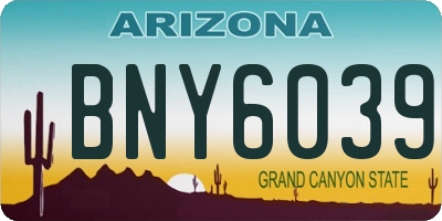 AZ license plate BNY6039