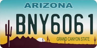AZ license plate BNY6061