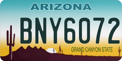 AZ license plate BNY6072
