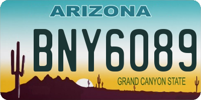 AZ license plate BNY6089