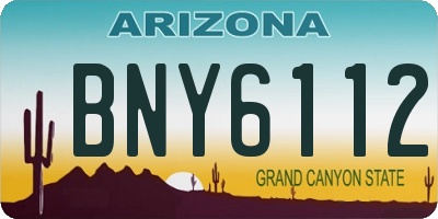 AZ license plate BNY6112
