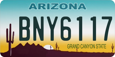 AZ license plate BNY6117
