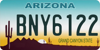AZ license plate BNY6122