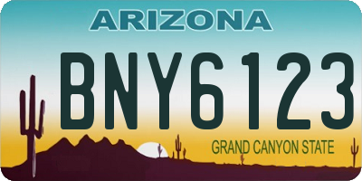 AZ license plate BNY6123