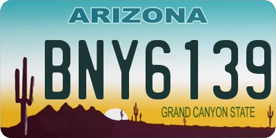 AZ license plate BNY6139