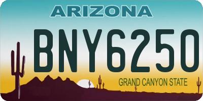AZ license plate BNY6250