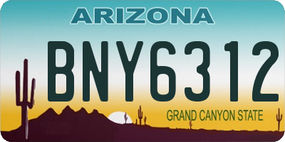 AZ license plate BNY6312