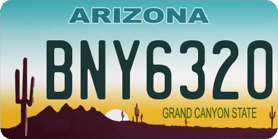 AZ license plate BNY6320