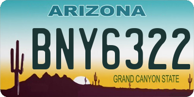 AZ license plate BNY6322