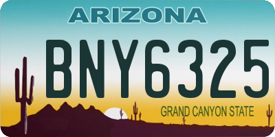 AZ license plate BNY6325