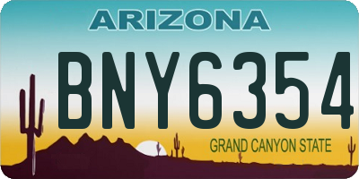 AZ license plate BNY6354