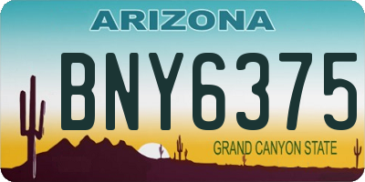 AZ license plate BNY6375