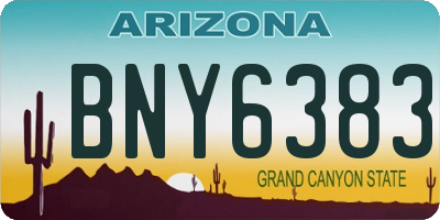 AZ license plate BNY6383