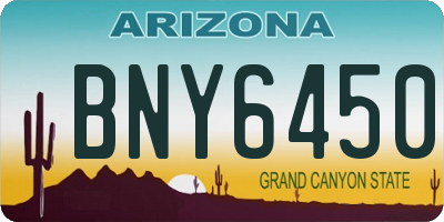 AZ license plate BNY6450
