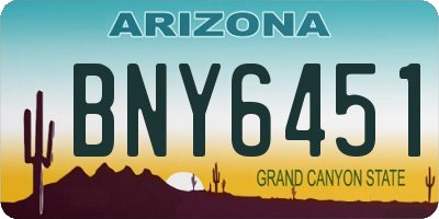 AZ license plate BNY6451