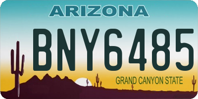 AZ license plate BNY6485