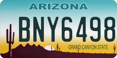 AZ license plate BNY6498