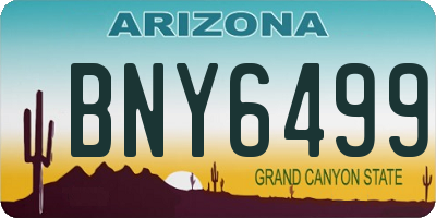 AZ license plate BNY6499