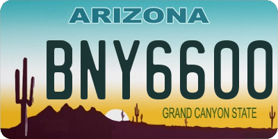 AZ license plate BNY6600