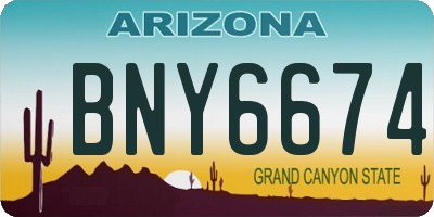 AZ license plate BNY6674