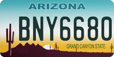 AZ license plate BNY6680