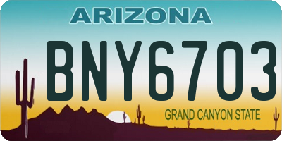 AZ license plate BNY6703
