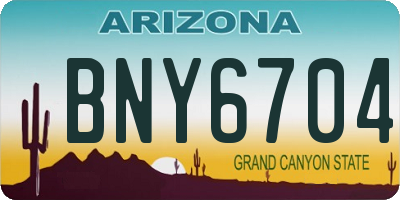 AZ license plate BNY6704