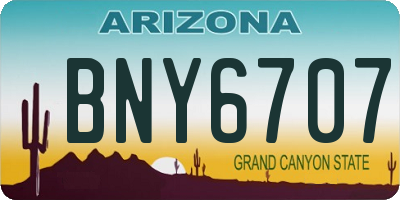 AZ license plate BNY6707